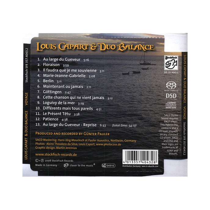 CD-диск Louis Capart & Duo Balance - Voyage SACD - рис.1