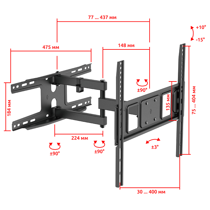 Кронштейн для монитора Uniteki FM1704B Black - рис.3