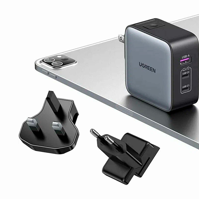 Сетевое зарядное устройство Ugreen CD296 65W USB-A + USB-C GaN Grey - рис.3