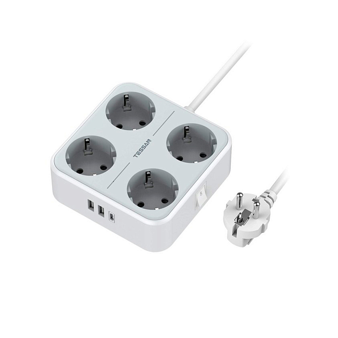 Сетевой фильтр Tessan TS-302-C Grey - рис.0