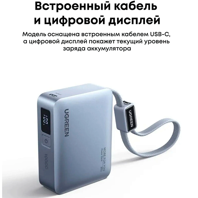Портативный аккумулятор UGREEN PB584 10000mAh 33W Blue - рис.4