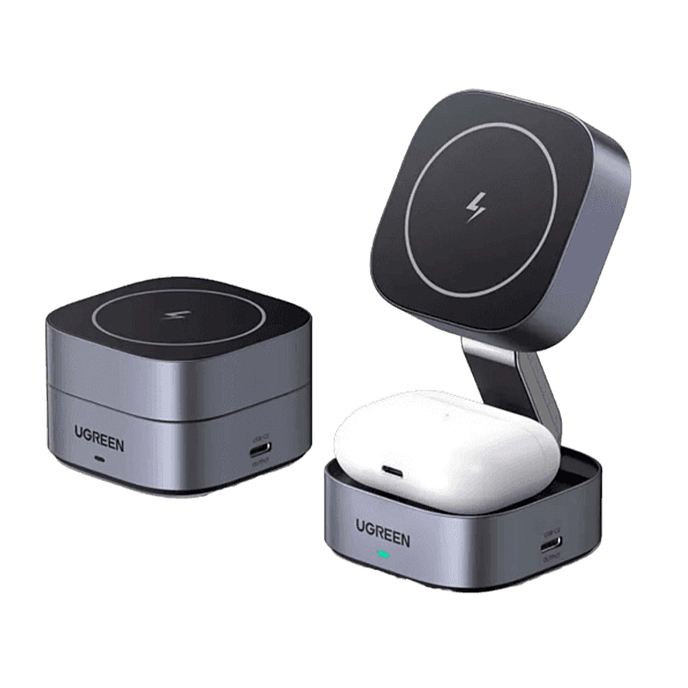 Беспроводная зарядка Ugreen W526 Magnetic Wireless Charger Grey Cosmos - рис.3