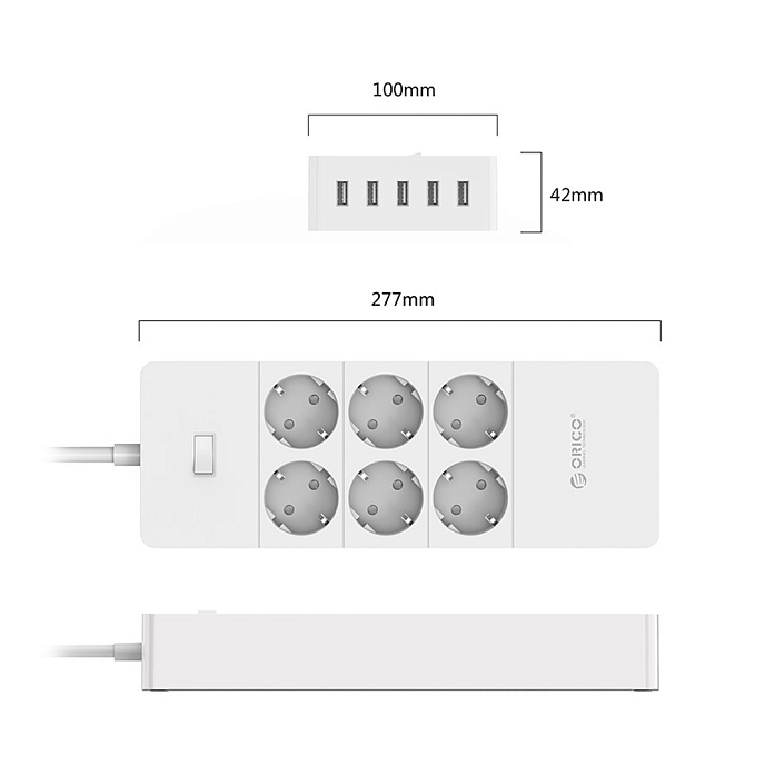 Сетевой фильтр Orico HPC-6A5U-WH White - рис.3