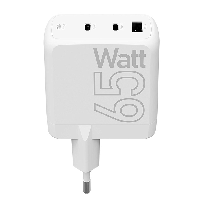 Сетевое зарядное устройство Lyambda LJC-65-2C1A 65W GAN White - рис.1