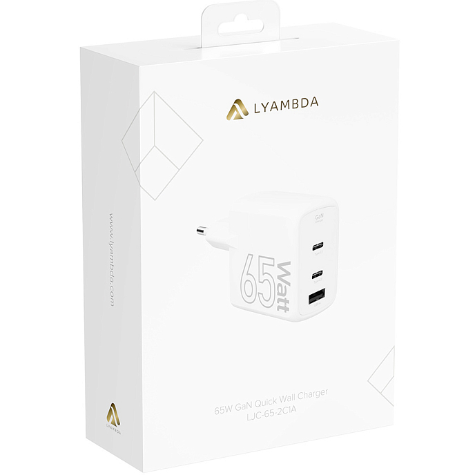 Сетевое зарядное устройство Lyambda LJC-65-2C1A 65W GAN White - рис.5