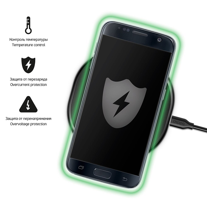 Сетевое зарядное устройство Deppa QI Wireless Fast Charger 10W Black - рис.4