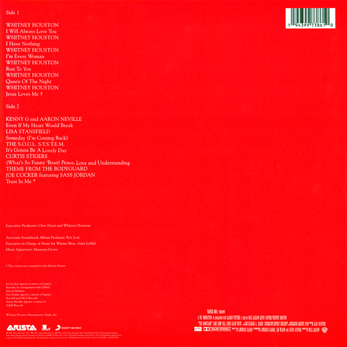 Виниловая пластинка Whitney Houston – The Bodyguard (Original Soundtrack Album) Red LP - рис.2