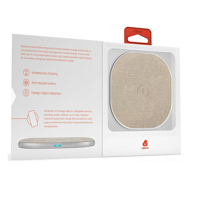 Беспроводная зарядка uBear Stream Wireless Charger Beige - рис.4