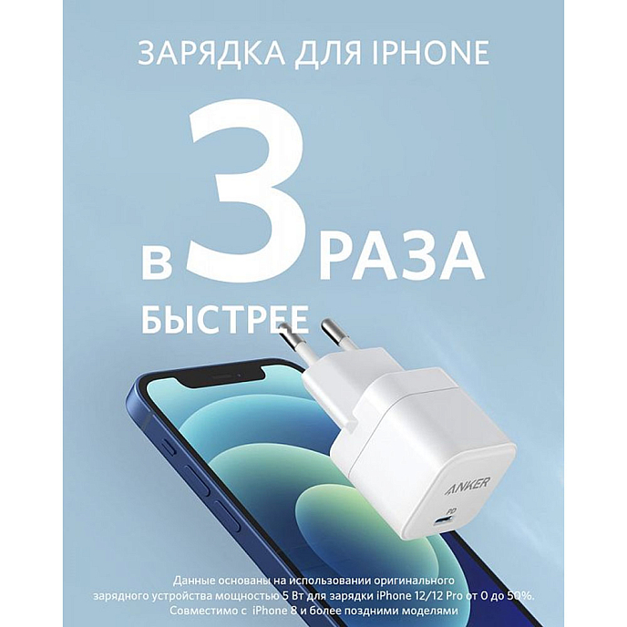 Сетевое зарядное устройство Anker PowerPort III 20W Cube White - рис.1