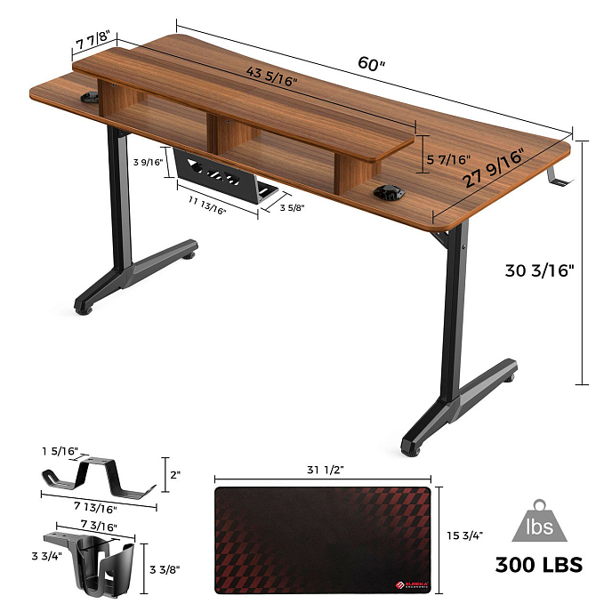 Компьютерный стол EUREKA GIP 60 Walnut - рис.3
