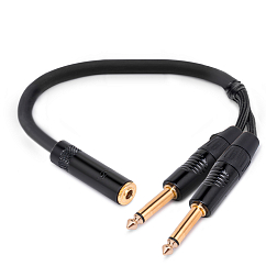 Кабель HeadMade Pro 6.3mm Female Stereo - 2x6.3mm Mono 0.3m