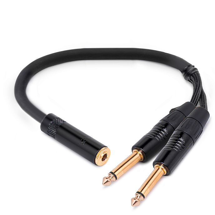 Кабель HeadMade Pro 6.3mm Female Stereo - 2x6.3mm Mono 0.3m - рис.0