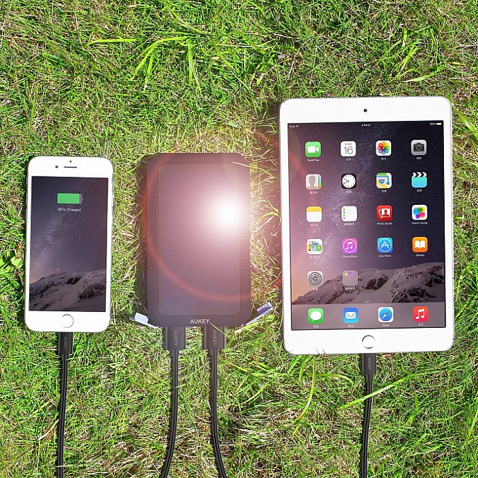 Внешний аккумулятор Aukey Dual USB Port Solar Battery 12000mAh - рис.7