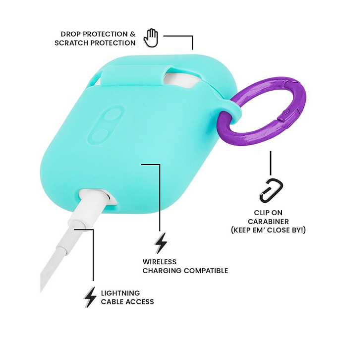 Чехол для Airpods Case-Mate AirPods Hook Ups Case & Neck Strap Aqua Blue - рис.2