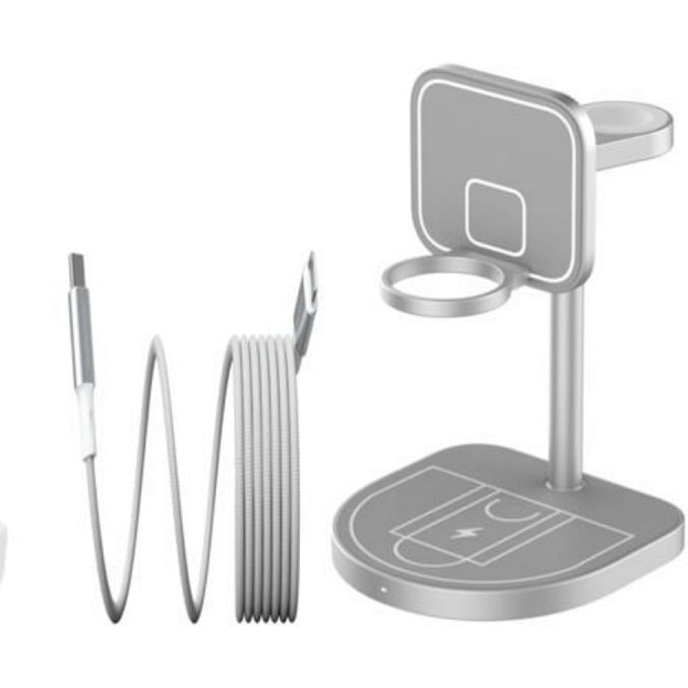 Беспроводная зарядка Magssory Basketball Qi2 Silver 3in1 for Apple - рис.5