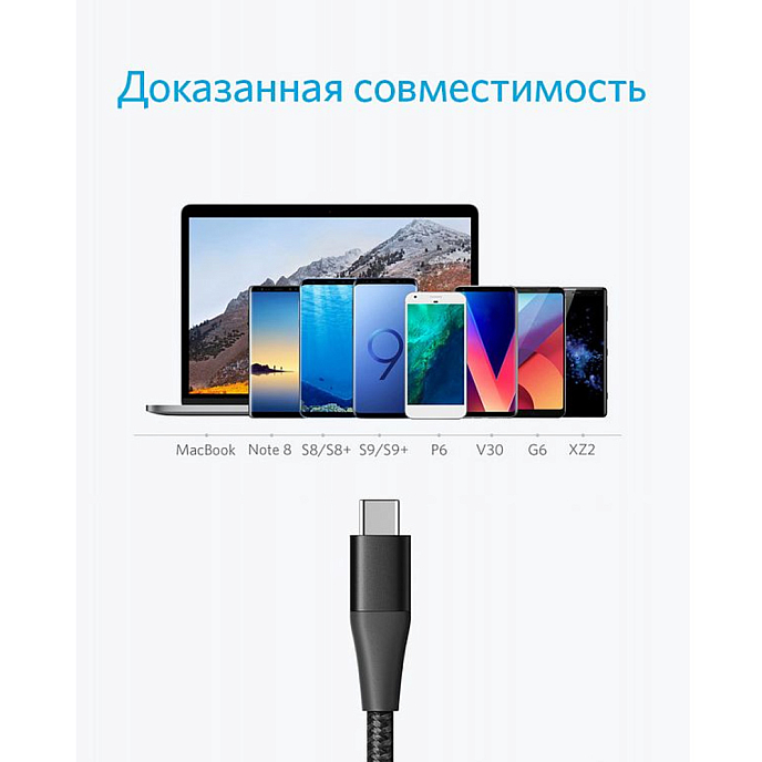 Кабель Anker PowerLine+ II USB-A - USB-C Black 1.8m - рис.2