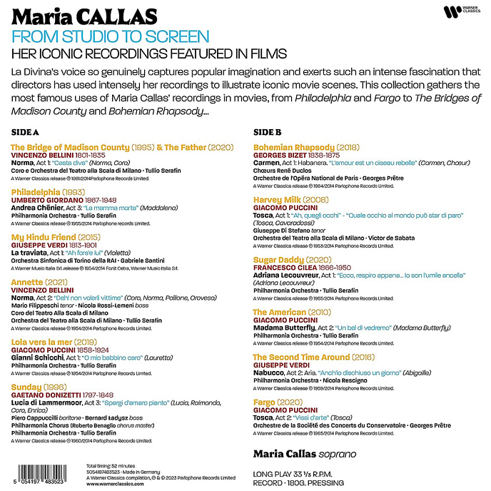 Пластинка Maria Callas - From Studio To Screen LP - рис.1