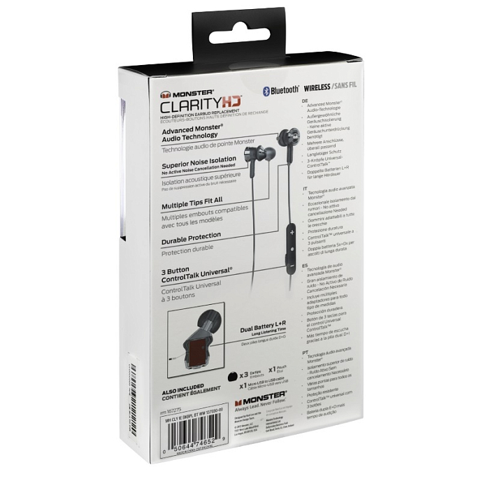 Беспроводные наушники MONSTER CLARITY HD (BLACK) IN-EAR BLUETOOTH - рис.5