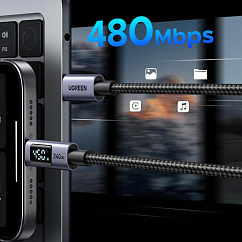 Кабель Ugreen L530 USB-C to USB-C PD 240W Grey Cosmos 1m