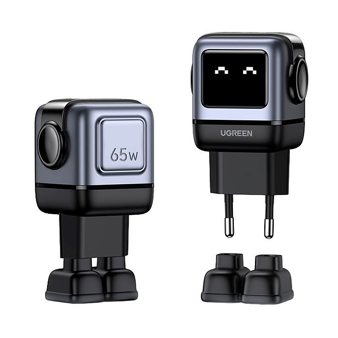 Зарядное устройство UGREEN CD361 Nexode RG 65W Robot GaN EU Grey - рис.1