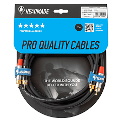 Кабель HeadMade Pro 2RCA - 2RCA Black 2m