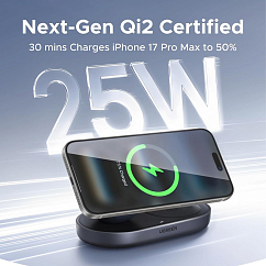 Зарядное устройство UGREEN W751 ZAPIX 2-in-1 Wireless Charger Grey Cosmos