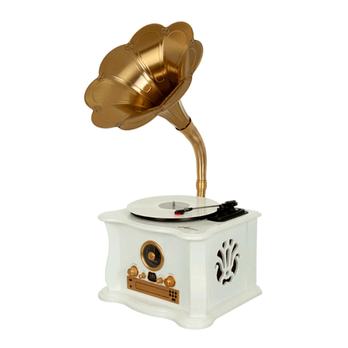 Проигрыватель винила Alive Audio Gramophone white набор винилового проигрывателя и трубы (SN 12957369946710326604)_Уценка - рис.4