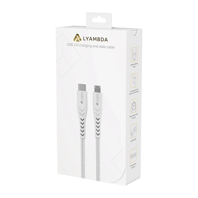Кабель Lyambda LCLm25 USB Type-C/Lightning White - рис.5