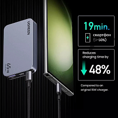Сетевое зарядное устройство Ugreen X753 (25356) Nexode Pro 65W Ultra Slim USB-A + 2USB-C Grey