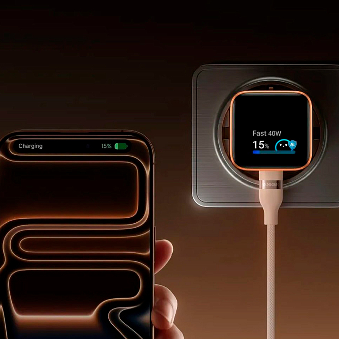 Сетевое зарядное устройство Anker Nano Charger 45W Smart Display Orange - рис.2