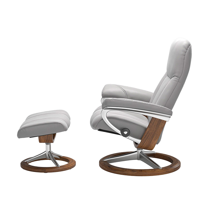 Кресло для прослушивания Stressless Consul M Signature Cori Silver Cloud Teak-Alu - рис.1