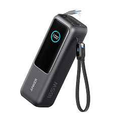 Внешний аккумулятор Anker Power Bank 25K mAh 165W (Built-In and Retractable USB-C Cable) Dark Grey