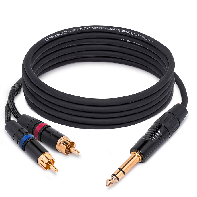 Кабель HeadMade Pro 2RCA - 6.3mm 3m - рис.0