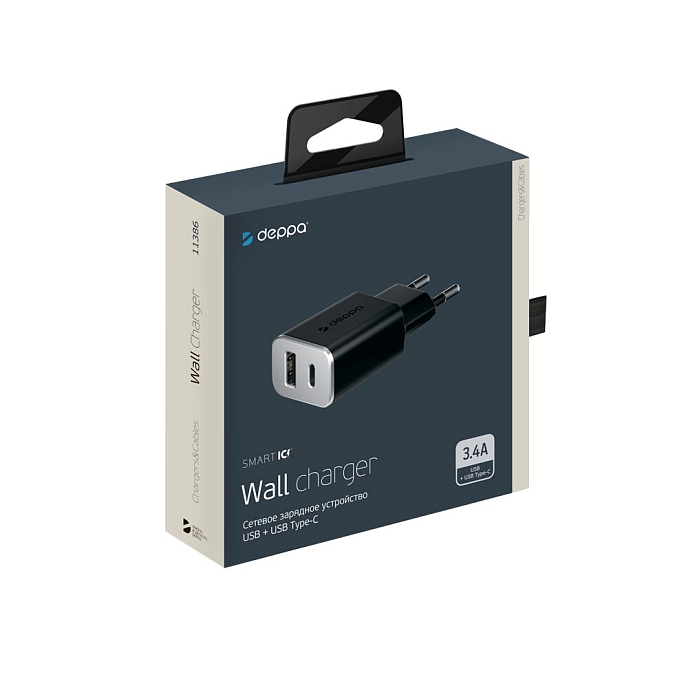 Сетевое зарядное устройство USB Type-C 3.4A Black - рис.1