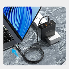 Кабель Vention USB 2.0 USB-C - USB-C 5А PD100W Black 1.2m