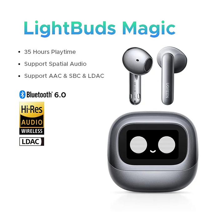Беспроводные наушники UGREEN WS216 LightBuds Magic Earbuds White - рис.4