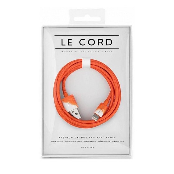 Кабель Le Cord MFI Lightning Aquarells Orange 1.2 m - рис.0