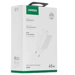 Сетевое зарядное устройство Ugreen X524 GaN Fast Charger 45W USB-C White