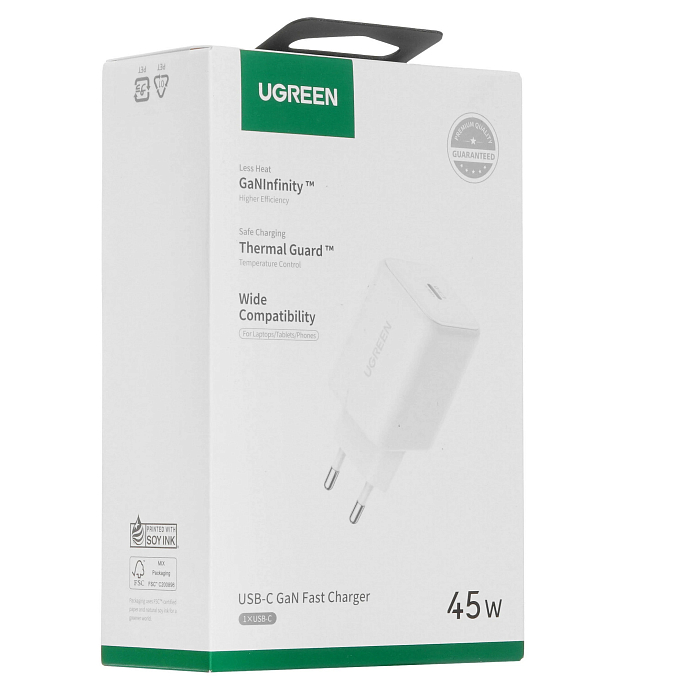 Сетевое зарядное устройство Ugreen X524 GaN Fast Charger 45W USB-C White - рис.3