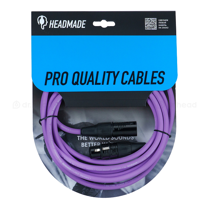 Кабель HeadMade Pro XLR-F - XLR-M Purple 3m - рис.0