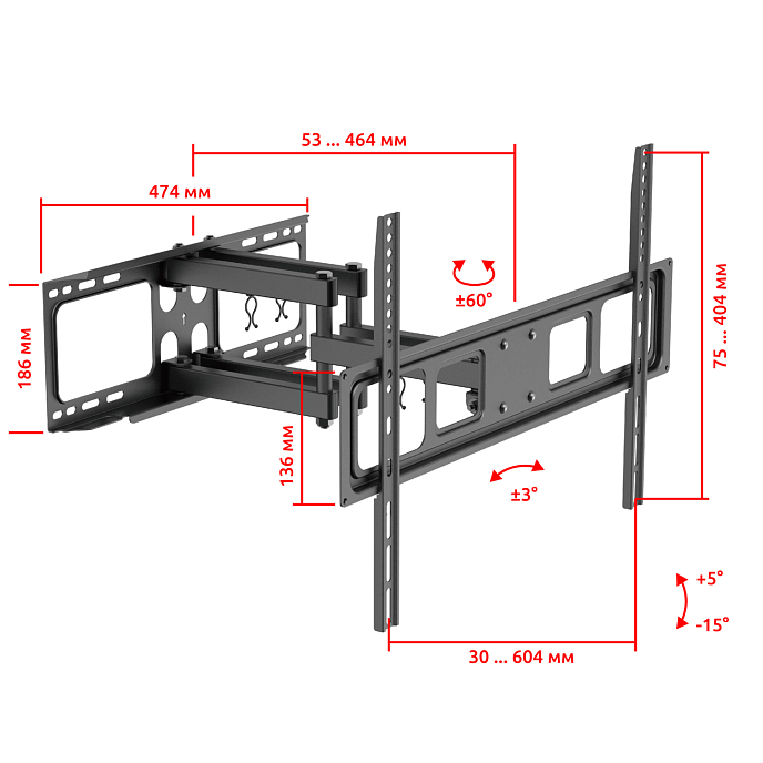 Кронштейн для монитора Uniteki FM1662B Black - рис.3