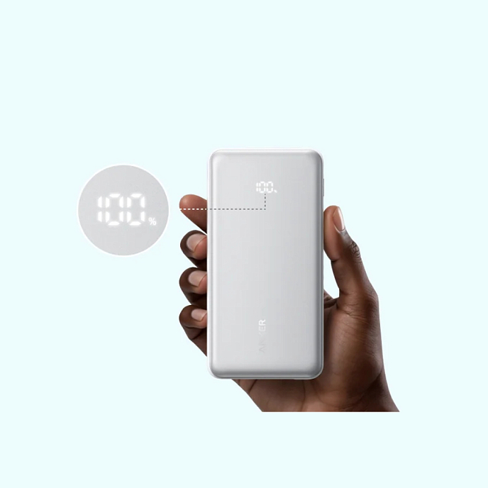 Внешний аккумулятор Anker Zolo 10K mAh 22.5W (Built-In USB-C Cable) White - рис.6