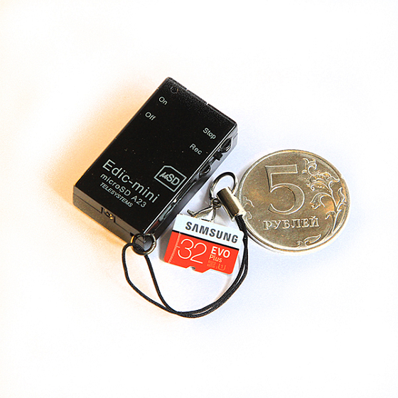 Диктофон EDIC-mini microSD A23 Black - рис.0