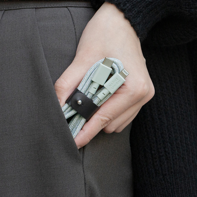 Кабель Native Union Belt USB-C - Lightning Green 1.2m - рис.1