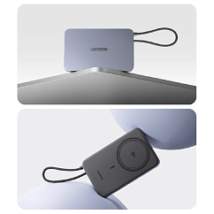 Внешний аккумулятор Ugreen PB570 MagFlow Air Ultra-Slim 10000mAh with USB-C Grey Cosmos