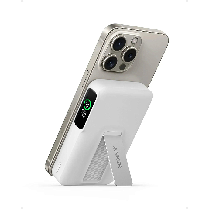 Внешний аккумулятор Anker MagGo 10K mAh LCD Display MS Qi2 White - рис.1