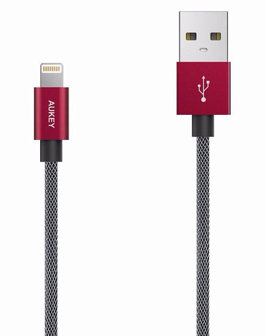 Кабель Aukey USB to Lightning Textile Cable 1.0m Red - рис.1