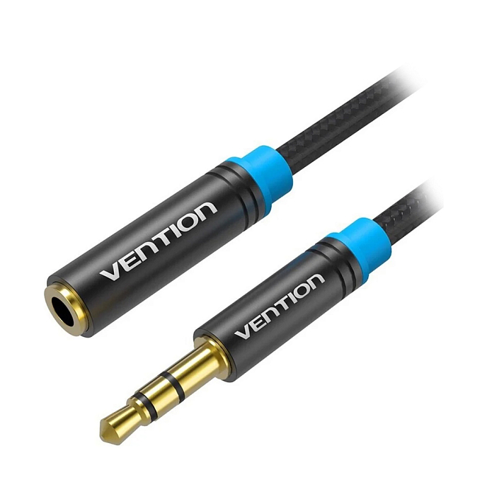 Кабель Vention 3.5mm Male - 3.5mm Female Black 0.5m - рис.0