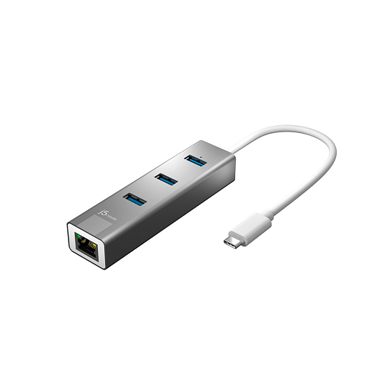 USB HUB j5create USB-C Gigabit Ethernet & Hub Multi Adapter - рис.0