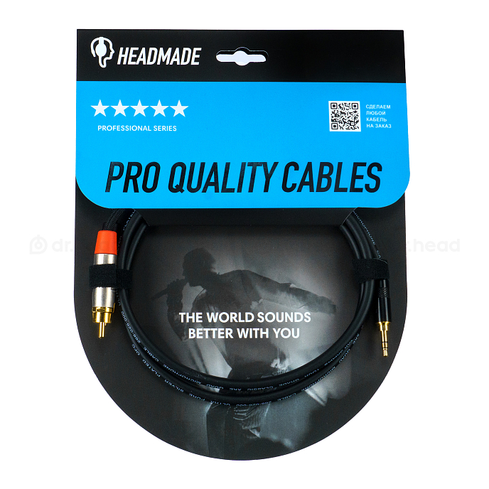 Кабель HeadMade Pro 2RCA - 3.5mm Black 1m - рис.0